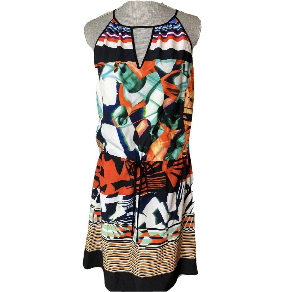Clover Canyon Floral Maze Drawstring Dress Multi Geometric Print small
